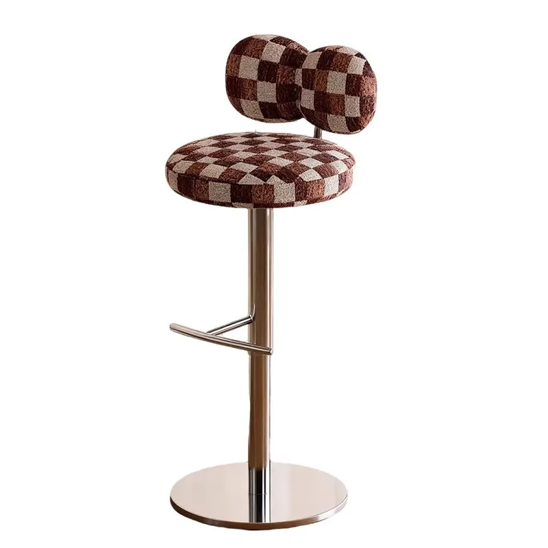 

YJQ Chinese antique coffee shop bar chair creative stainless steel lifting rotating high-footed home island chair