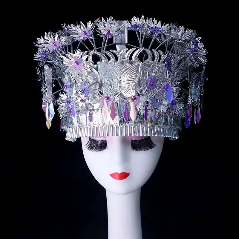 14 Styles Chinese Silver Miao Hat For Children Adults Studio Photography Vintage Headwear No Discoloration Colorful