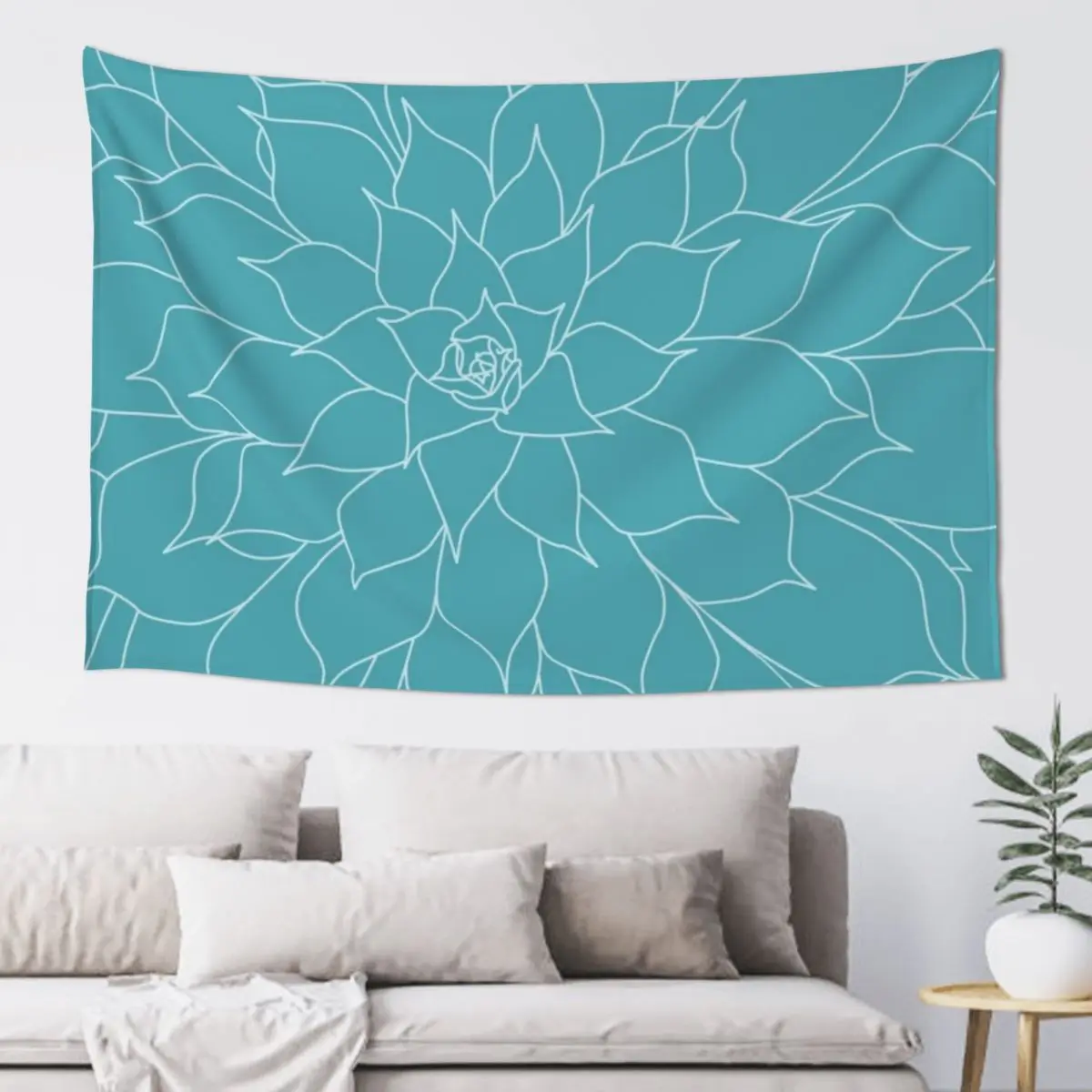 

Turquoise Succulent Tapestry Wallpaper Bedroom Home Decorators Tapestry