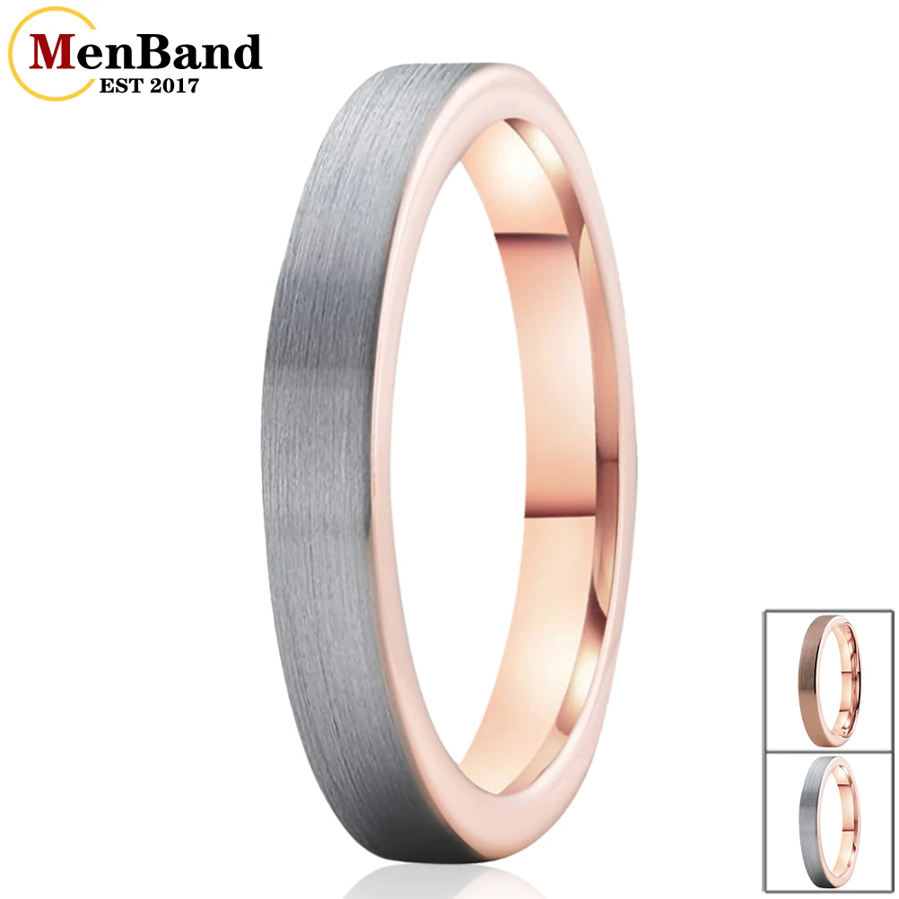 

MenBand Fashion 4MM Women Rose Gold Color Flat Brushed Surface Tungsten Wedding Band Ring Comfort Fit Size 5-12