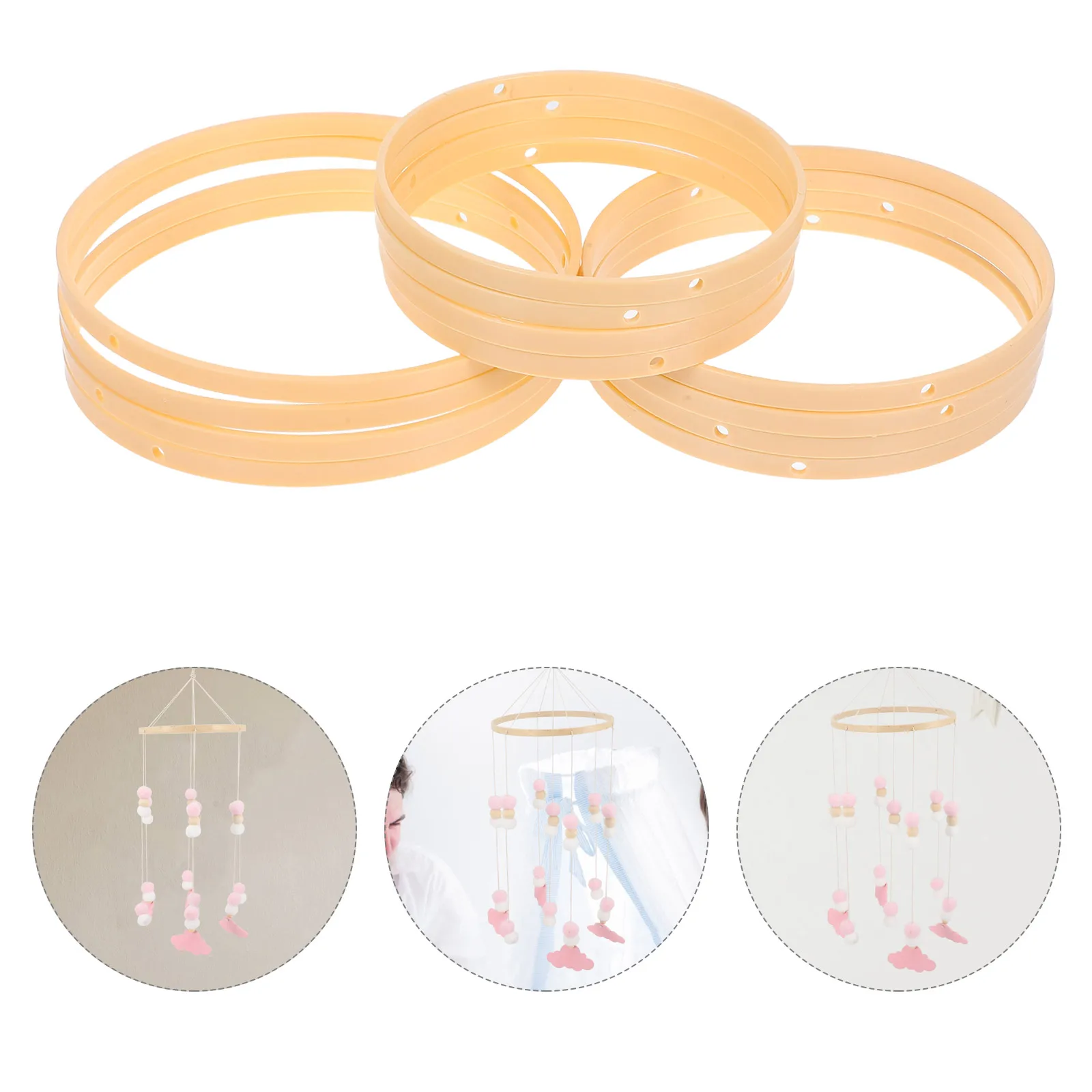 

12 Pcs Ring Wind Chime Floral Hoop Dream Catcher Rings Plastic Craft Making Circle