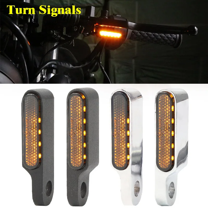 

12V Motorcycle LED Mini Flow Turn Signals Amber Indicator Lights Blinker Lamps for Handlebar Scooter Taillight Flasher