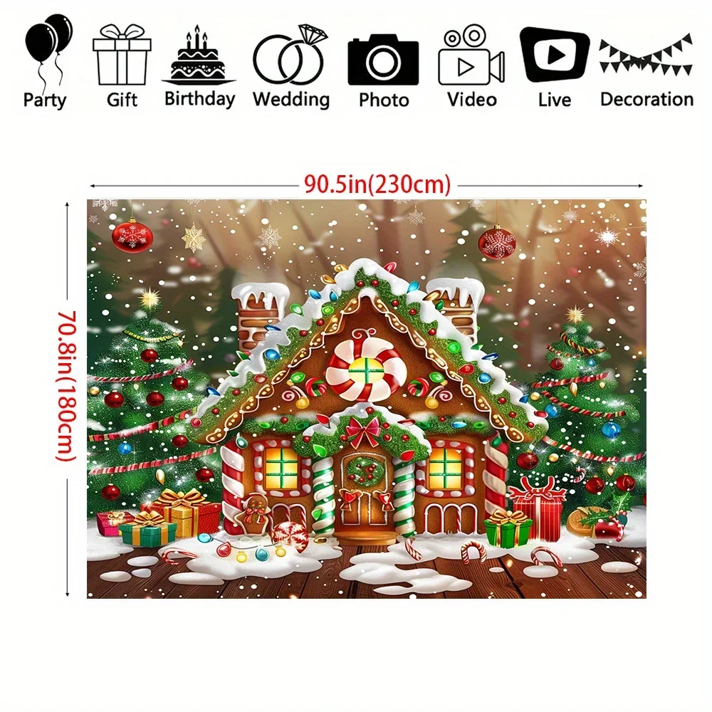 Christmas Gingerbread House Background Cloth, Christmas Gingerbread House Background, Sparkling Christmas Tree Background