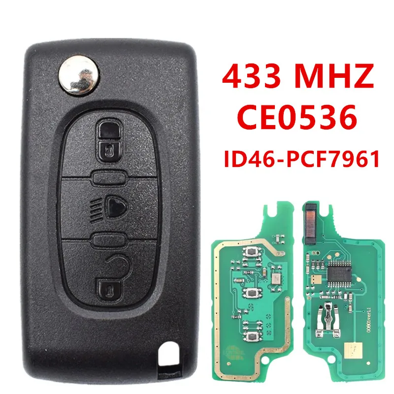 

3 Buttons 433 MHZ ID46-PCF7961 CE0536 Filp Remote Smart Car Key For Citroen C1 C2 C3 C4 C5 Berlingo Picasso For Peugeot 207 307