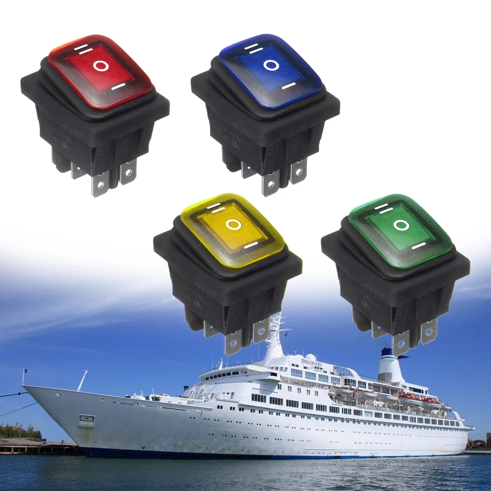 

On-Off-On 6 Pin 12V Car Boat LED Light Rocker Toggle Switch Latching Switch Waterproof Fog Light Driving Light Control Switch