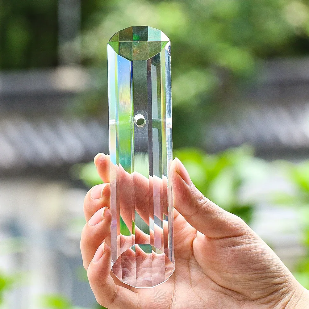 Aurora Clear Crystal Prism Pendant Faceted Cylinder Glass Suncatcher Chandelier Hanging Drop Window Decor DIY Ornament - view 5