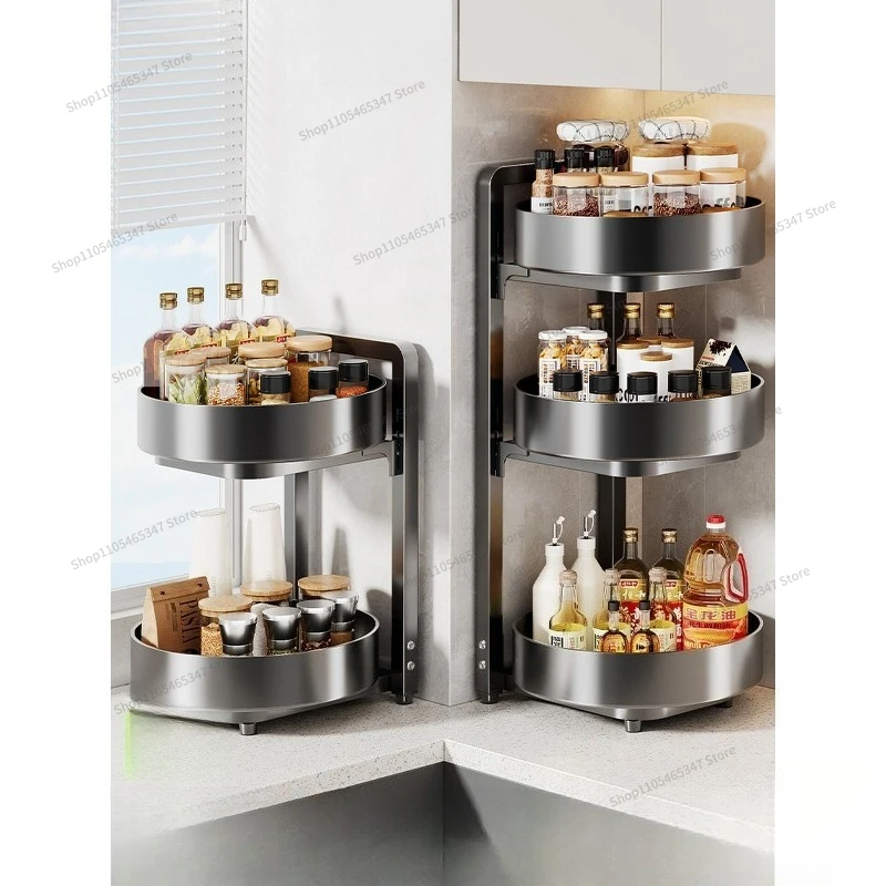 For Rotating Seasoning Rack Kitchen Multi-functional Corner Seasoning Seasoning Multi-layer Storage Rack