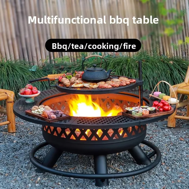 2026 Outdoor Fire Pit Wood Stove Campfire Grill 32Inch 36Inch Multifunctional For Garden Tea Cooking