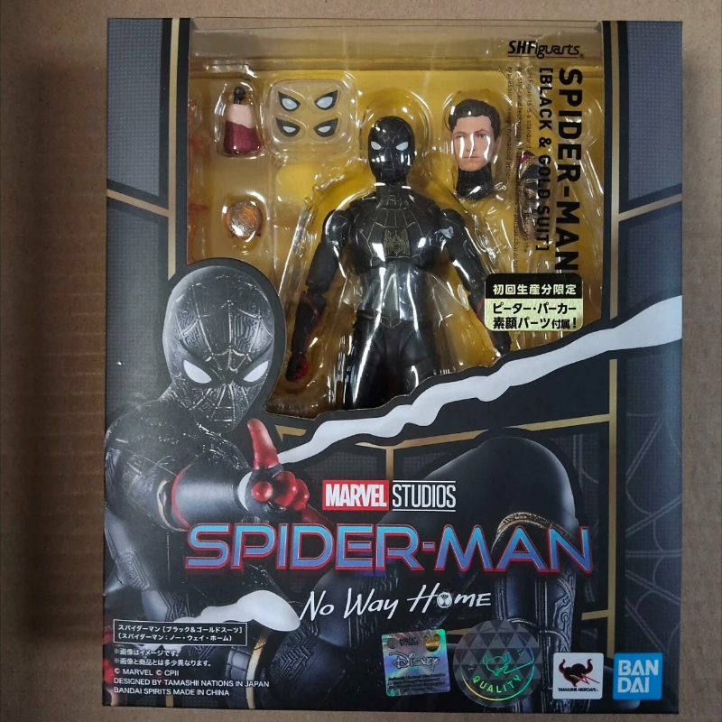 

Bandai Shf Avengers Spider-Man 3 Heroes of No Return Magic Black Gold Suit Joints Movable Figure Model Doll Toy