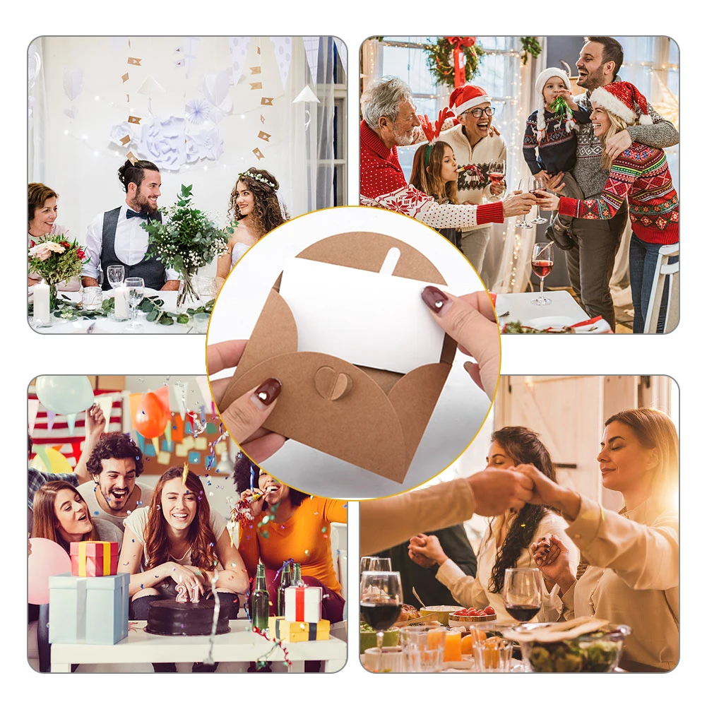 Envelope de papel marrom vintage com fechamento do coração, envelope com 40 cartões, obrigado nota saudação, presente de aniversário DIY, convite de Natal, 40pcs