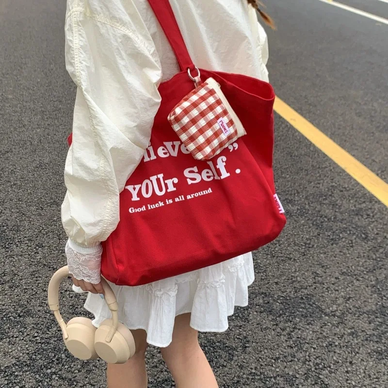 

YIFAN Fashion Big Tote Bag High Capacity Minimalist Canvas Bag Tote Bags Solid Color Multifunction Handbags For Ladies