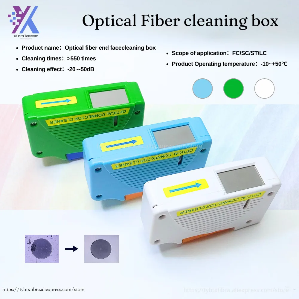 

FTTH 550 times SC/FC/LC/ST Fiber Wiping Tool Optical Fiber End Face Cleaning Box Pigtail Cleaner Optic Fiber Cleaner Tools