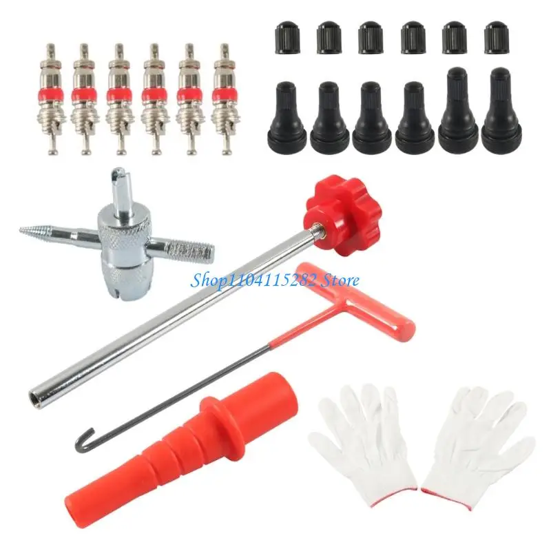 All Purpose Tire Valves Removal & Installation Valves Cores Installation Tool set Suitable for Multiple Stem Size