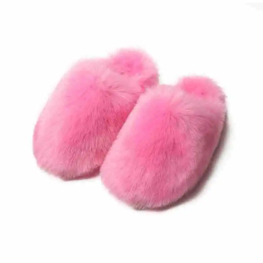 

Новые зимние модные меховые тапочки для дома, теплые, с закрытым носком, женские, удобные, на плоской подошве из ТПР