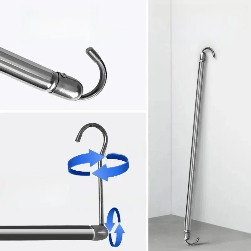 

Retractable Indoor Balcony Clothes Drying Rod Rust Proof No Drilling Needed Invisible Simple Stainless Steel Clothes Hanger