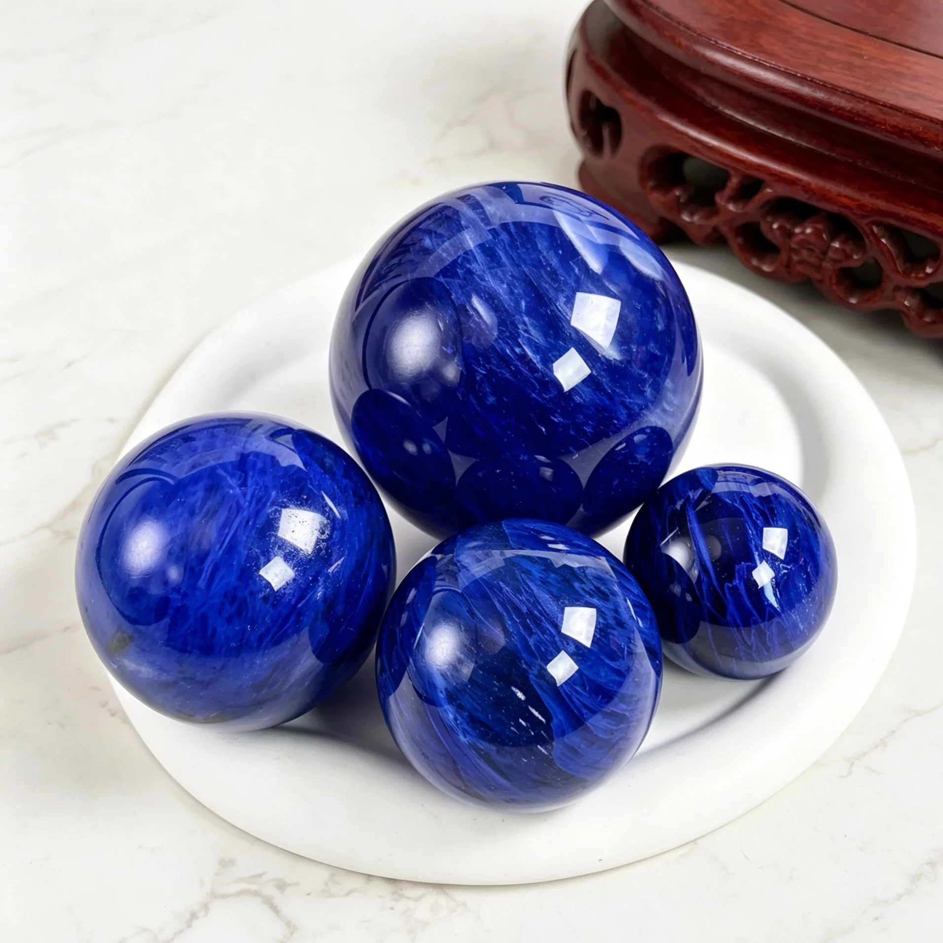 Rare Polished Blue Smelting Stone Sphere Natural Rock Crystal Ball Feng Shui Home Ornament Reiki Healing Witchcraft Spiritual
