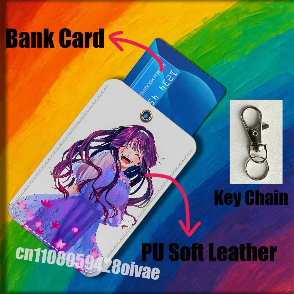 Kaoruko Waguri Hana wa Rin to Saku ID-Clips Kreditkarten-Bankkarten-Campuskarten-Halter Abdeckung Dekoration PU-Leder Schlüsselanhänger
