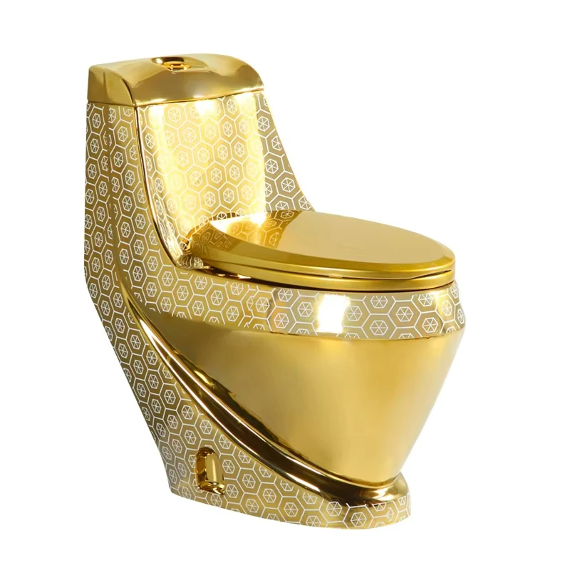 Toilette Salle De Bain Dore Gold-Plated One Piece Wc Ceramic Sanitary Ware Floor Mounted Sanitary Toilet Bowl