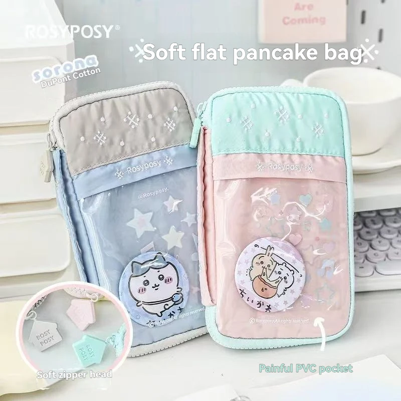 Standable Soft Pencil Case Passport Bag Small Fresh Girl Multi Functional Partition Storage Stationery Bag for Student
