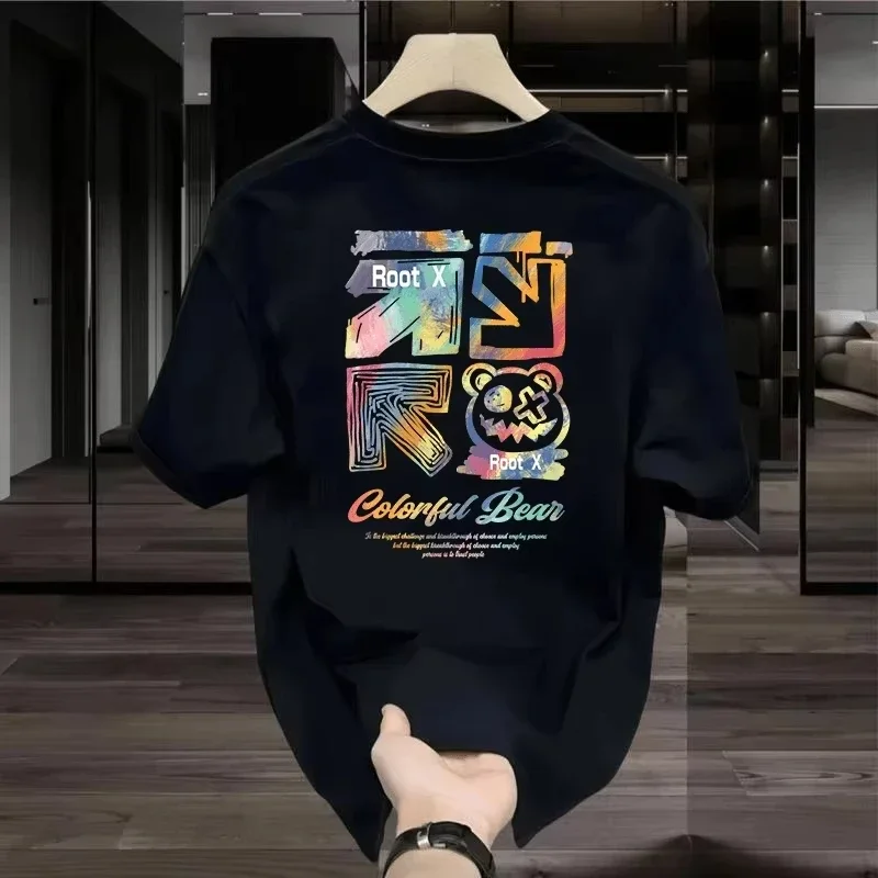 

Новая высококачественная модная брендовая мужская и женская повседневная свободная футболка из чистого хлопка с короткими рукавами и принтом медведя из американского мультфильма