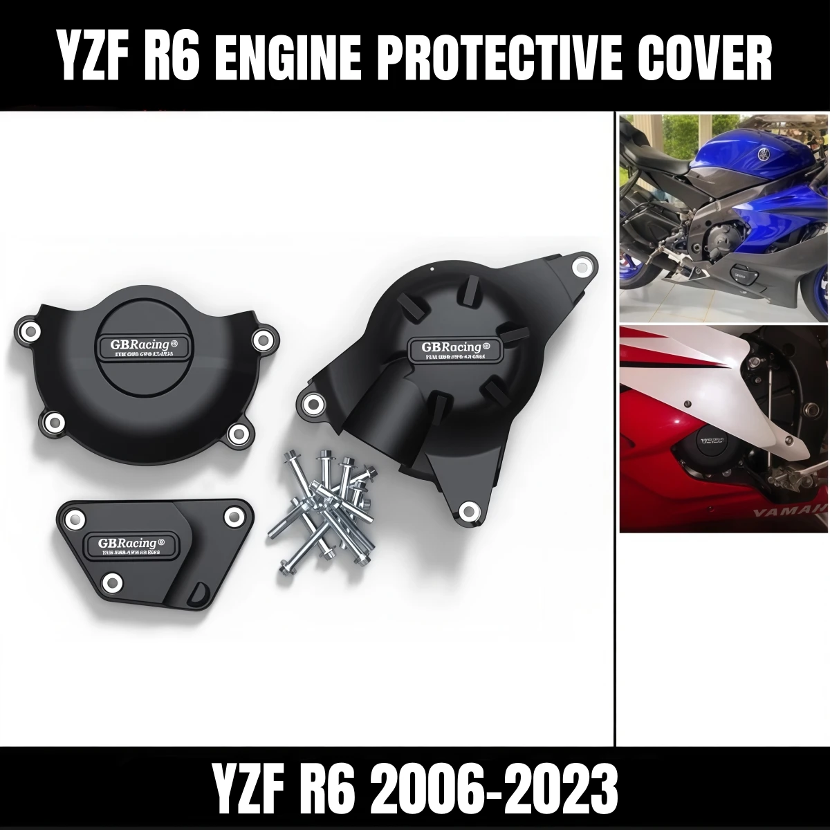 3-Piece Motorcycle Modified Engine Guard Cover Suitable for Yamaha R6 from 2006 to 2020, Engine Protection Cover, Engine Anti-Drop Shell Side Cover