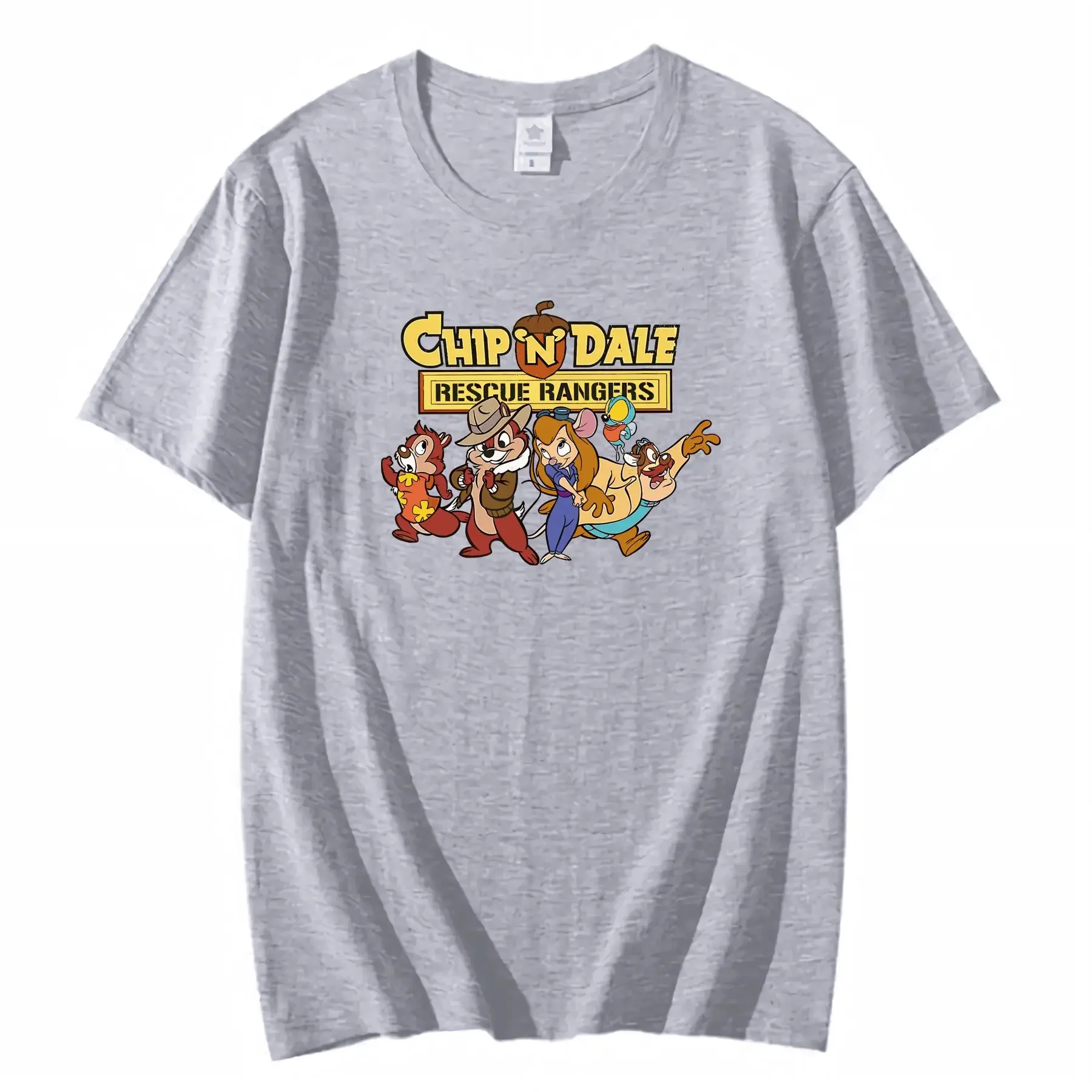 تي شيرت نسائي من Chip 'n' Dale Rescue Rangers تي شيرت ناعم من الفسكوز برقبة دائرية للربيع والصيف والخريف والسفر عتيق مغسول للجنسين #3