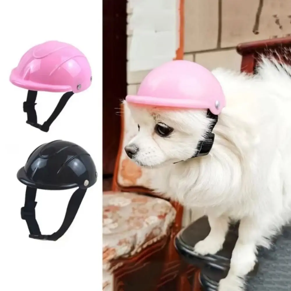Adjustable Dog Helmet Wear Resistant Windproof Pet Motorcycle Helmet Cap Breathable Plastic Pet Riding Cap Sun Rain Protection