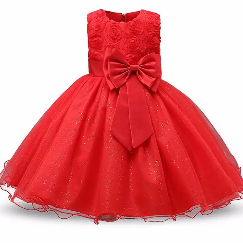 2024 baby dress one year old dress 0-2-6T wave mesh bow princess dress one year old baby dress full moon dress