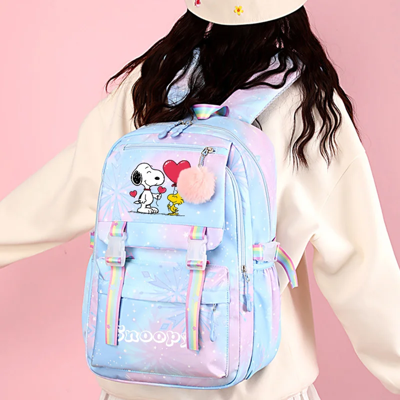 

Snoopys Schoolbag Girls Cute Cartoon Backpack Student Large Capacity Boys Bookbag Knapsack High Quality Travel Children Gifts