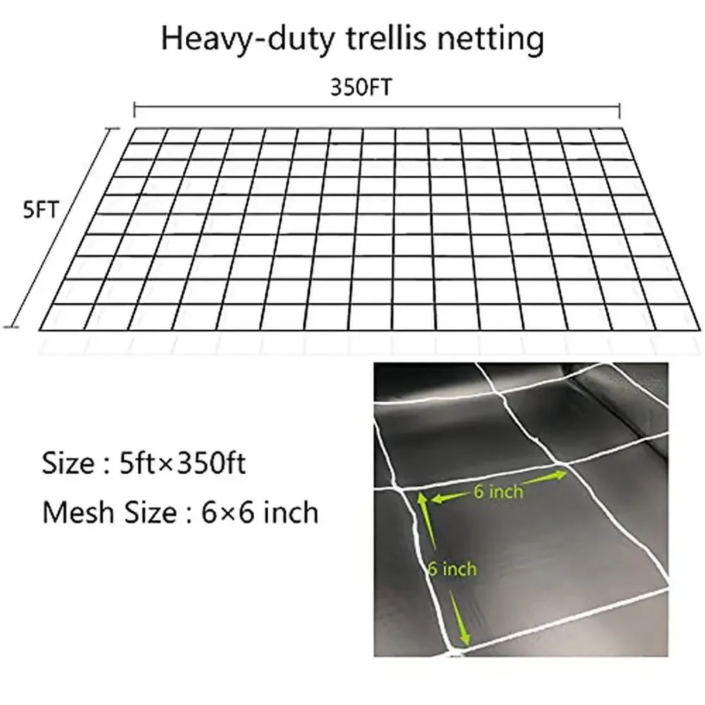 

Heavy Duty Plant Support Netting 5 x 350 ft Soft Mesh Trellis Climbing Plants Vegetables Fruits Versatile and Easy to Use