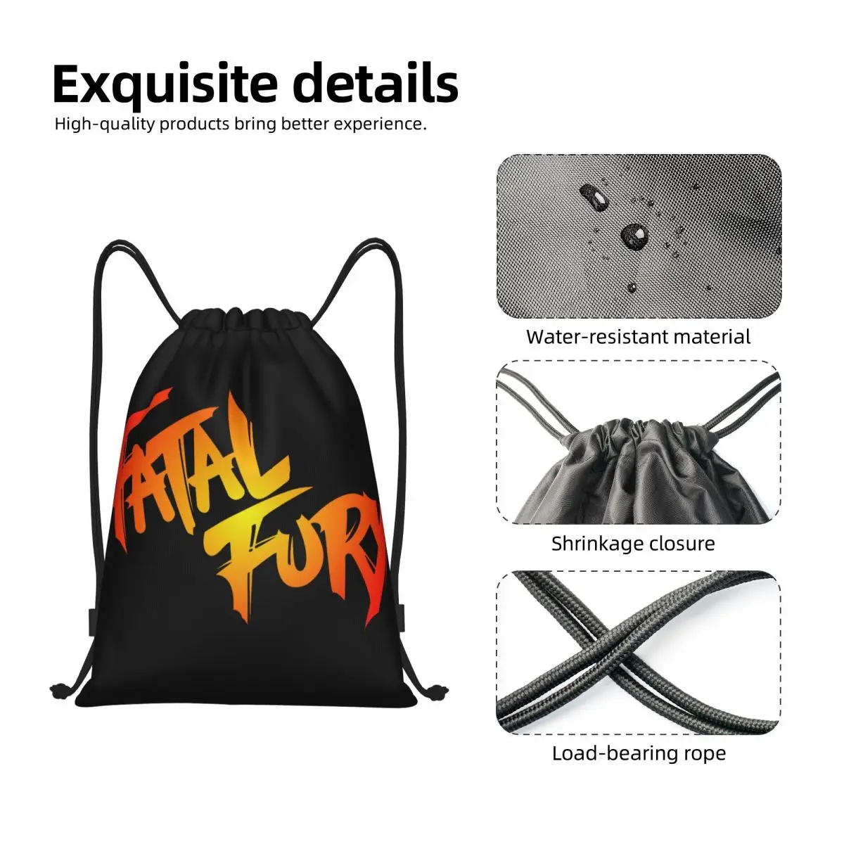 Fatal Fury Multi-function Portable Drawstring Bags Sports Bag Book Bag