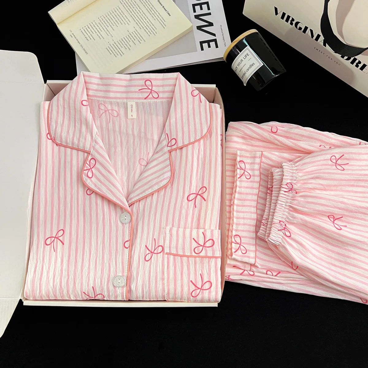 Women's Pajamas for Spring, Autumn, And Summer, Long-Sleeve and Long-Pants, Sweet, Casual, Cute Student Girl Homewear Set