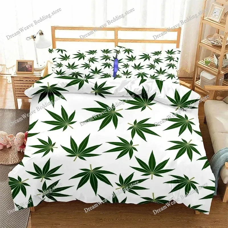 2025 New Green Leave 3D Print Bedding Set Duvet Covers Pillowcases One Piece Comforter Bedding Sets Bedclothes Bed Luxury GiftFQ