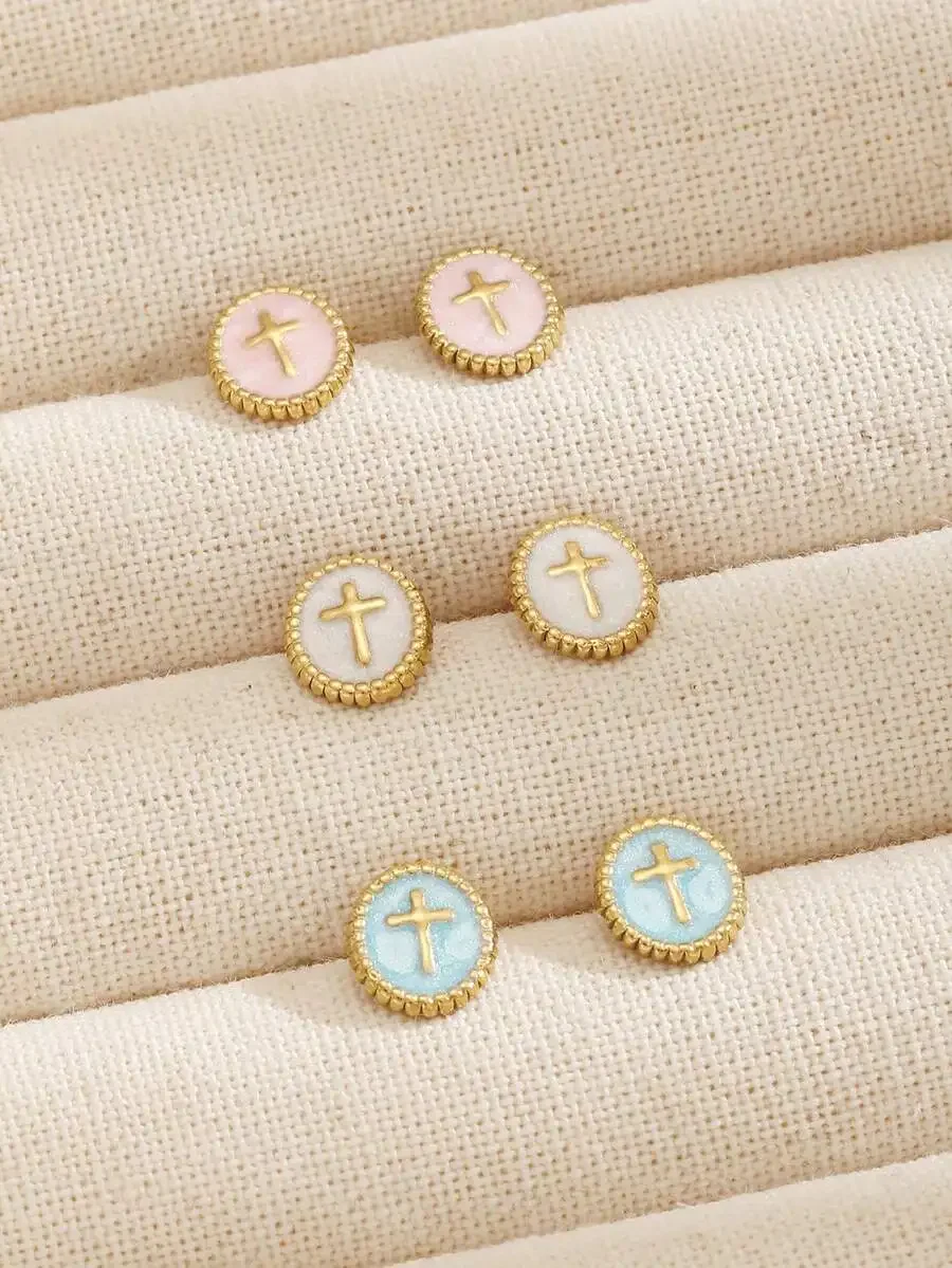 

Stainless Steel Cross Stud Earrings For Women And Men Fashion Daily Party Accessory