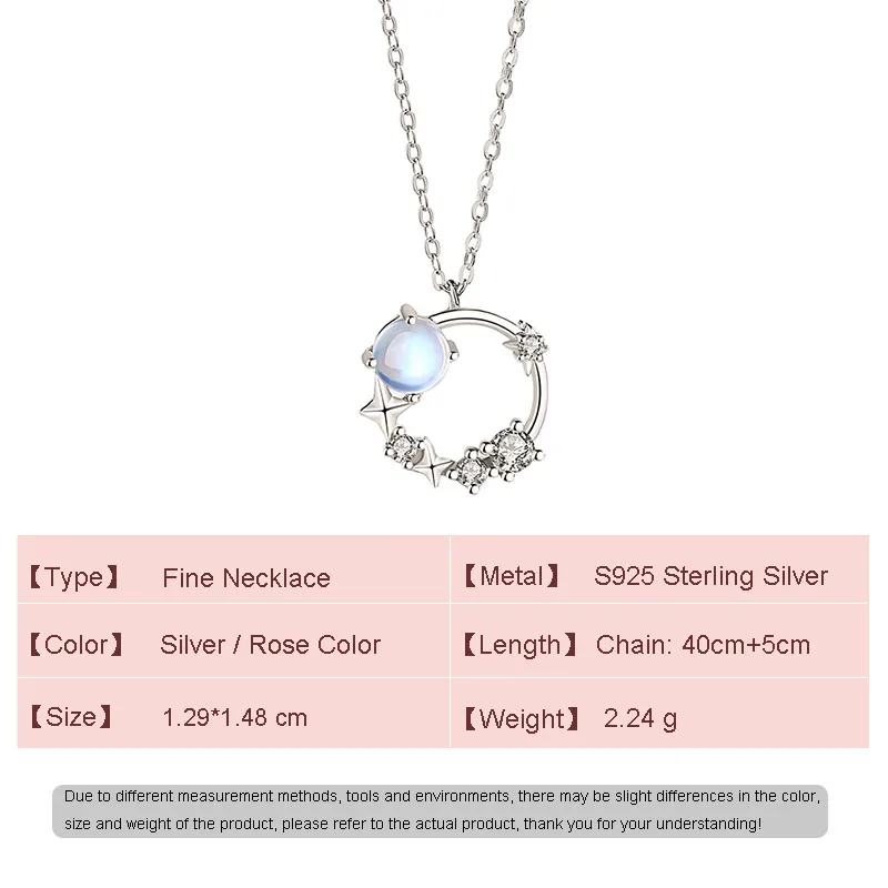 JIALY European Original S925 Sterling Silver CZ Fantasy Star Necklace Female Moonstone Pendant For Women Birthday Gift new