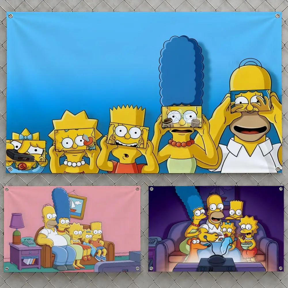 Series The Simpsons Homer Bart Lisa Flags Wall Hanging Flag Banners For Birthday Parties Outdoor Bedroom Dorm Room Decor