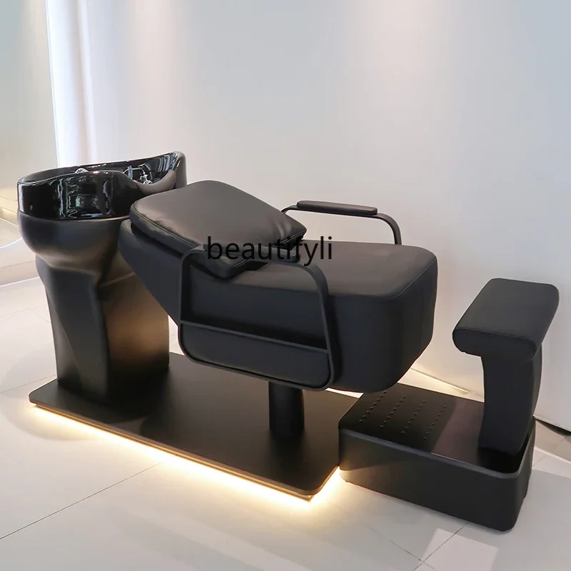 Hair Salon Lying Half Shampoo Chair Flushing Bed Massage Couch Ceramic Basin Shampoo