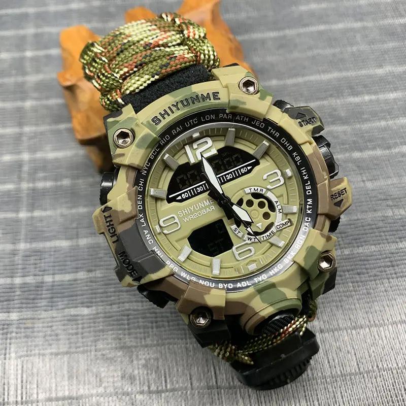 SHIYUNME G Style Military Sport Watch Men Waterproof LED Digital Men Watches Outdoor Camping Compass Thermometer Quartz Clock