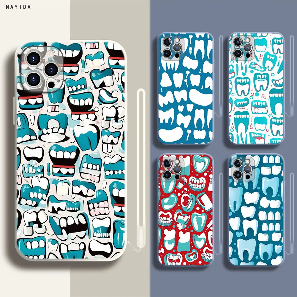 Soft Silicone Phone Case For Apple iPhone 15 14 13 12 11 Pro X XS Max XR Plus Mini dental implant Dentist Dental Teeth Pattern