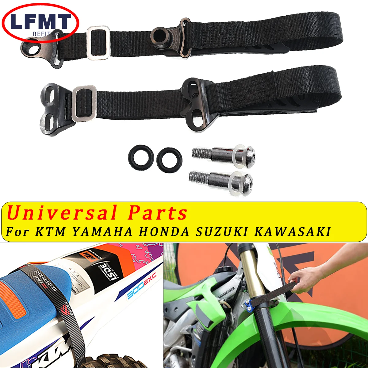 Motocycle CNC Front & Rear Rescue Pull Strap Sling Belt For Dirt Bike Motocross Honda KTM Kawasaki Suzuki Yamaha 125 250 350 450