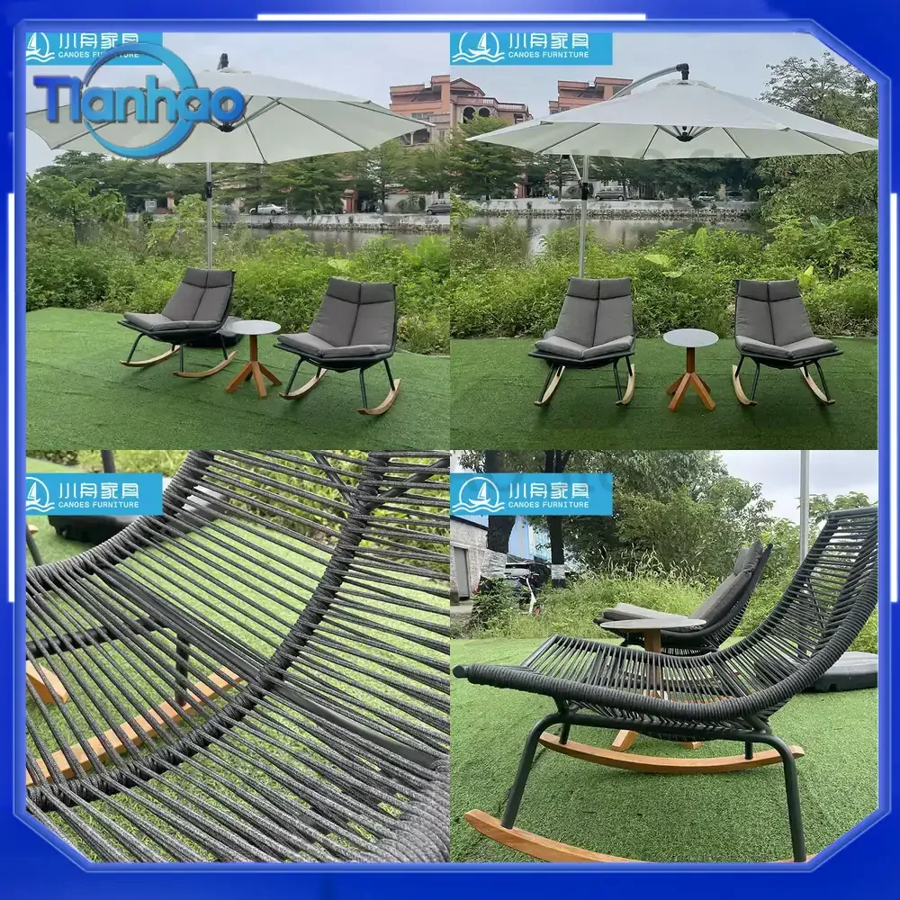 Rope Woven Chair and Coffee Table Set for Outdoor Garden Patio Courtyard Villa Guesthouse Living Room Dining Room