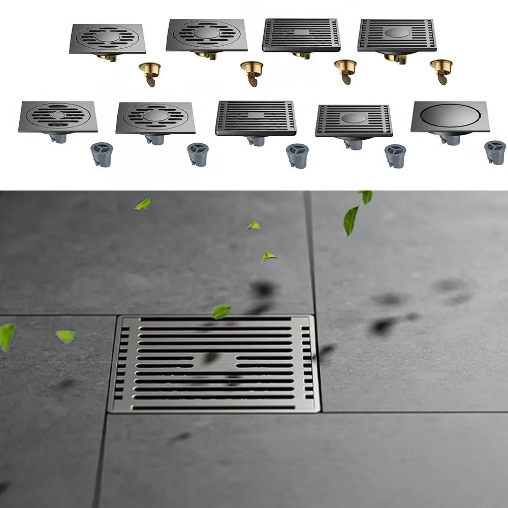 

Трап для душа из нержавеющей стали, серый, утолщенный, быстрый дренаж, слив для пола, предотвращающий запах, обратный поток, сливная пробка фильтра