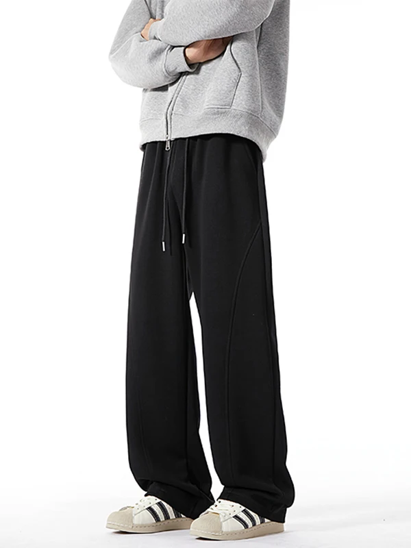 

Мужские повседневные брюки American Sle с широкими штанинами, на флисовой подкладке, осенне-зимние, прямые, с эффектом драпировки, Cleanfit, спортивные брюки