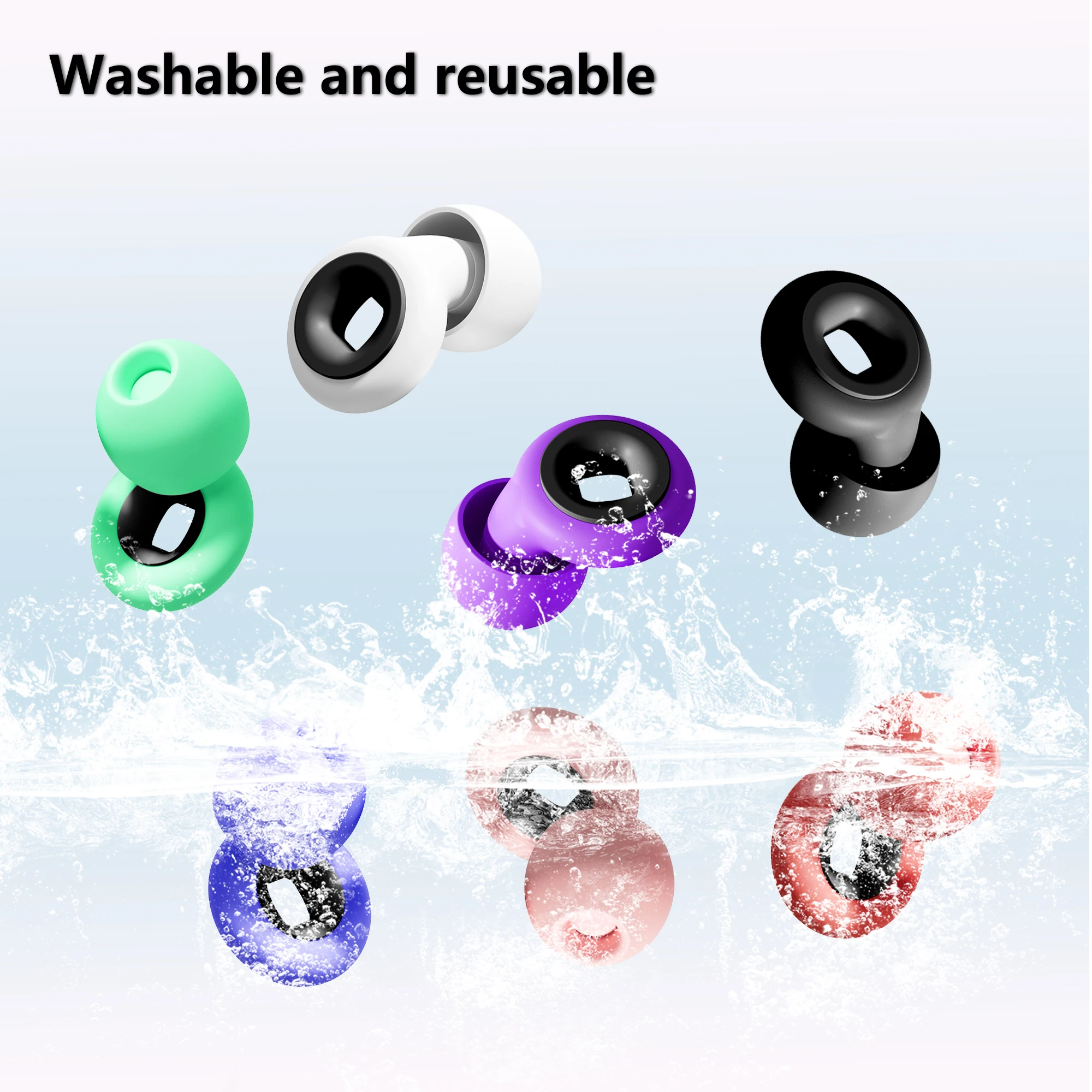

1 Pair Silicone Noise Reduction Earplug Soft Comfort Ear Protection Earplugs Reusable Soundproof Ear Plugs for Sleeping Swimming