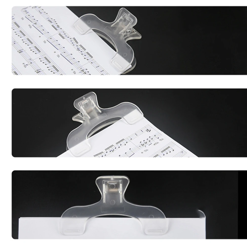 Clips para partituras de libros, Clip para notas y páginas, Clips fijos para partituras musicales, soporte para hojas, accesorios de Clips de plástico PP transparente, 2 uds.