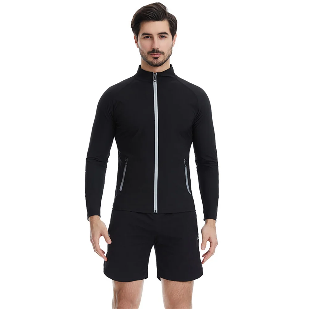 Tops de Sauna de entrenamiento para hombres, ropa deportiva de manga larga, moldeador de barriga, corrección de espalda, sudoración, chaqueta de