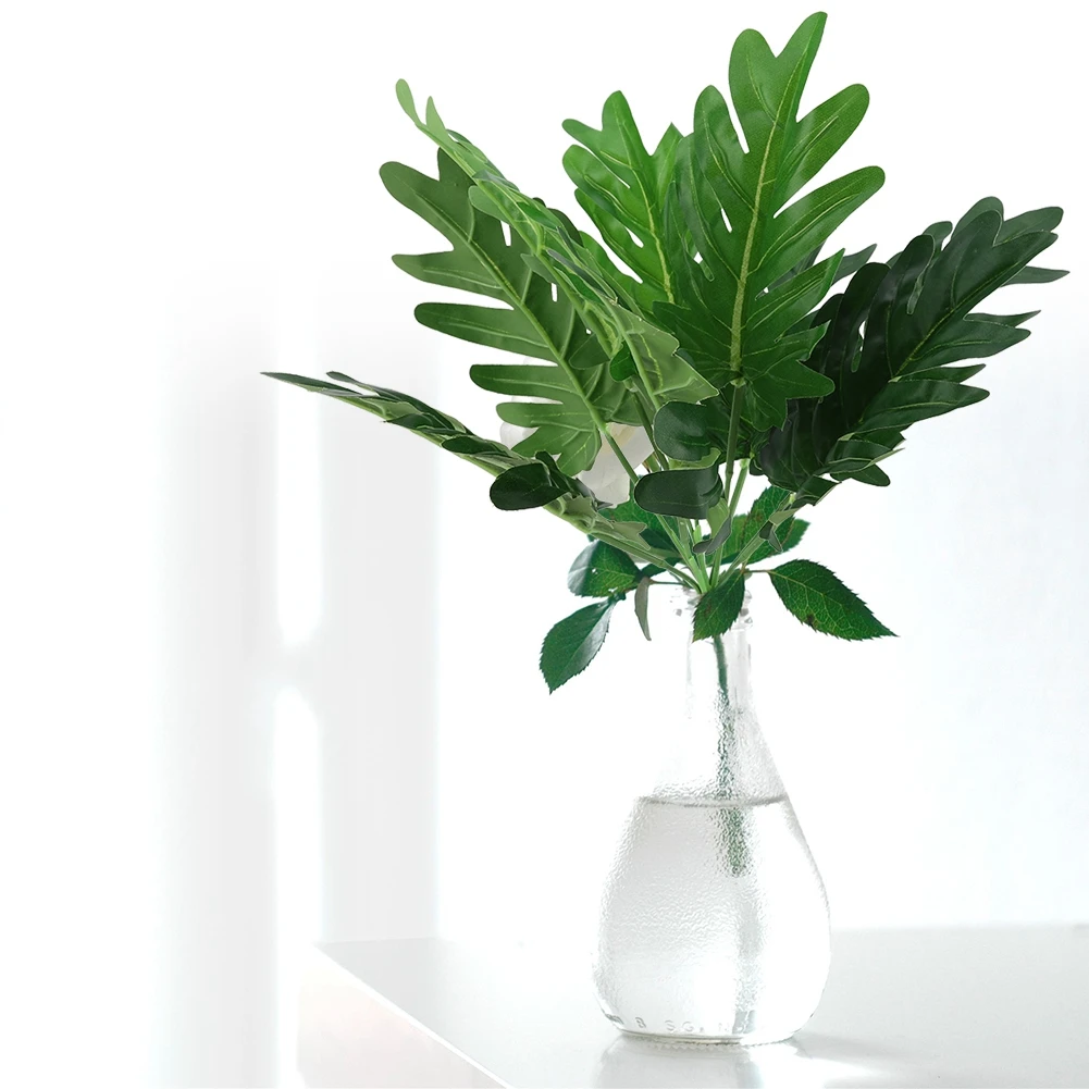 

9-Head Artificial Plant Leaf Foliage Plastic Fake Green Grass Bunch Home Office Party Garden Decoration