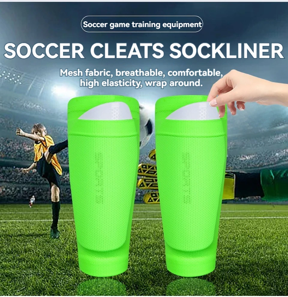 Loogdeel Fußball-Schienbeinschutz-Socken, atmungsaktive Fußball-Schienbeinschutz-Ärmel mit Tasche für Fußball-Schienbeinschoner, Schienbeinschoner-Halter – Detail 1