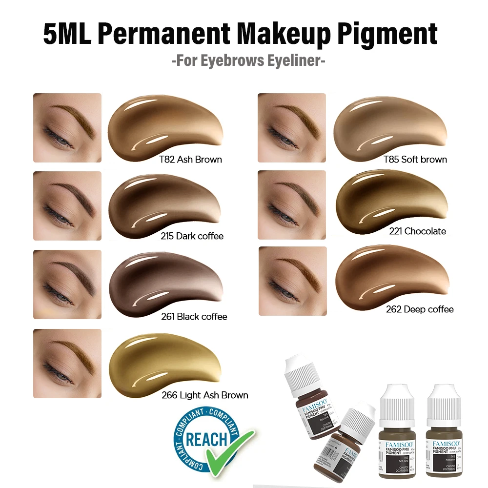 

FAMISOO 5ML Eyebrow Tattoo Ink Tattoo Microblading Paint Pigment For Semi Permanent Eyebrows Eyeliner Black Tattoo Ink Supplies