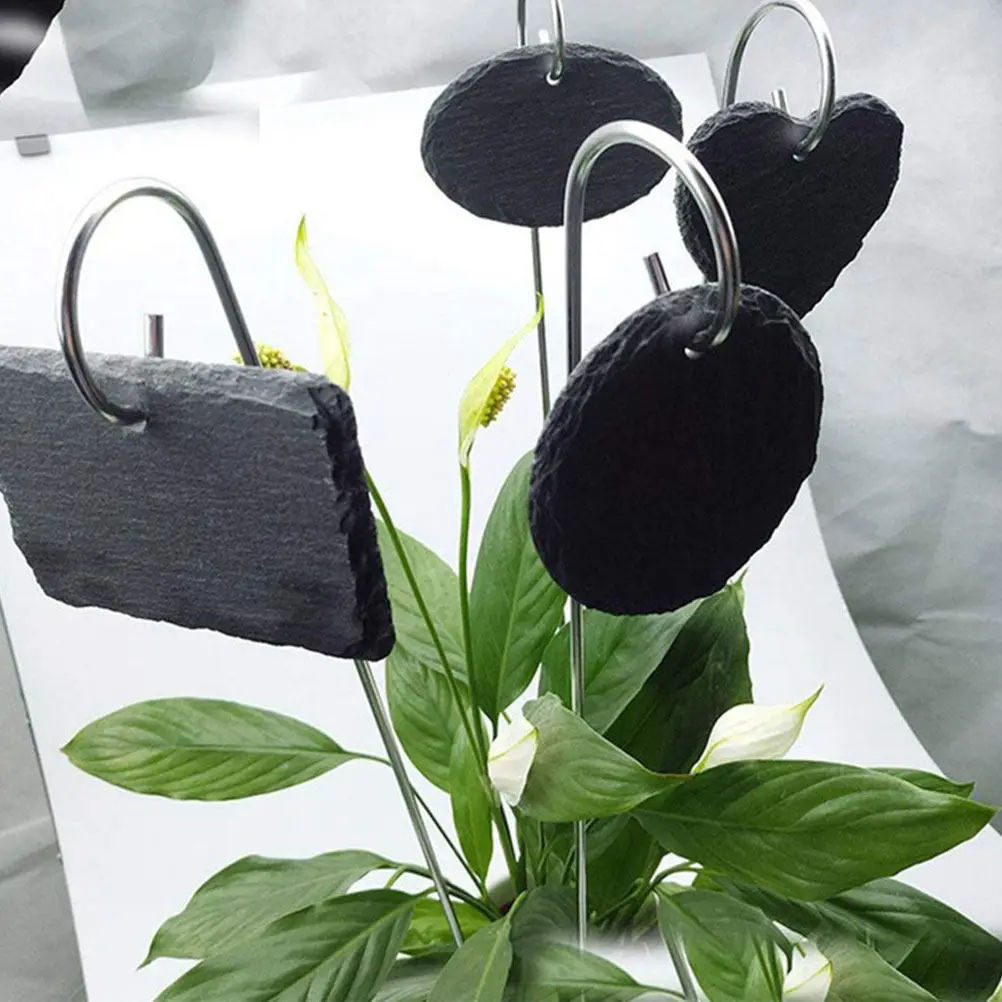 

Набор из 3 садовых табличек из сланца с железными подставками, устойчивыми к ржавчине, для использования на улице, в помещении, в саду, теплице, для цветочных горшков